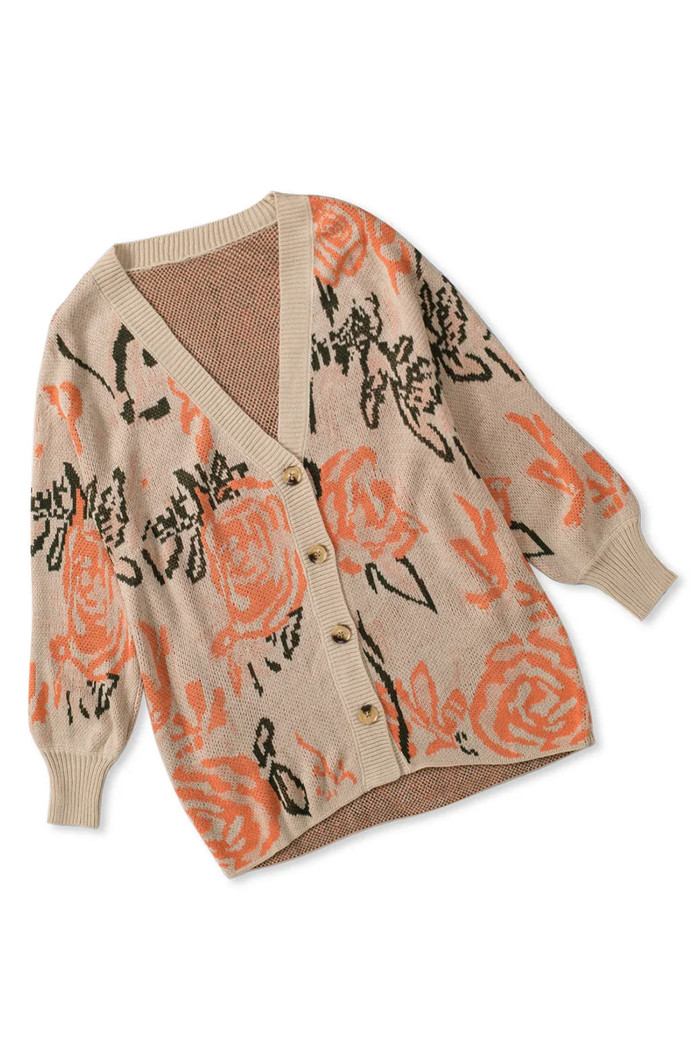 Abstract Floral Button Front Cardigan