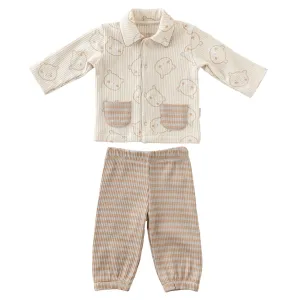 Beige Striped Bear Formal Outfit