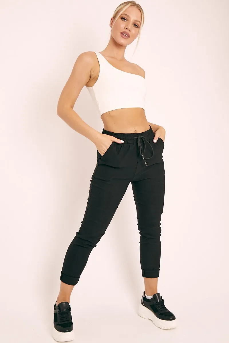 Black Drawstring Waist Trousers - Maddi