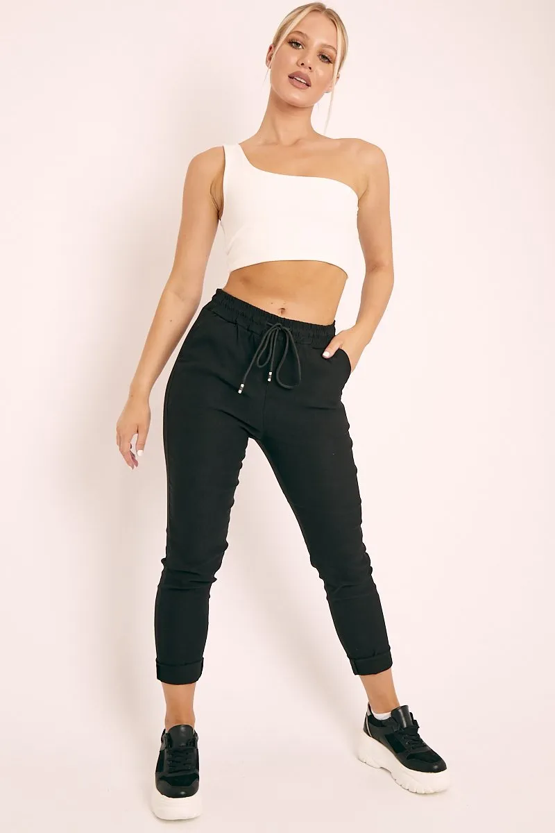 Black Drawstring Waist Trousers - Maddi