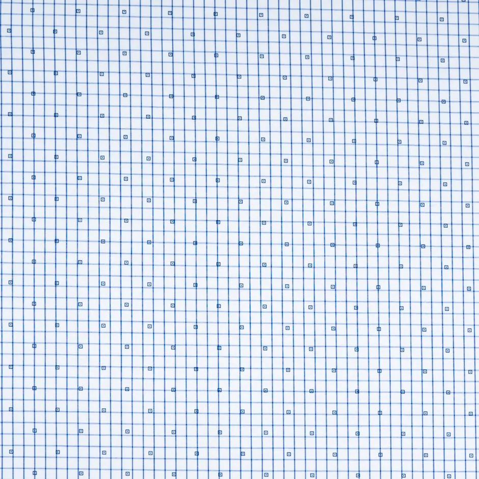 Blue Square Printed Checkered Cotton