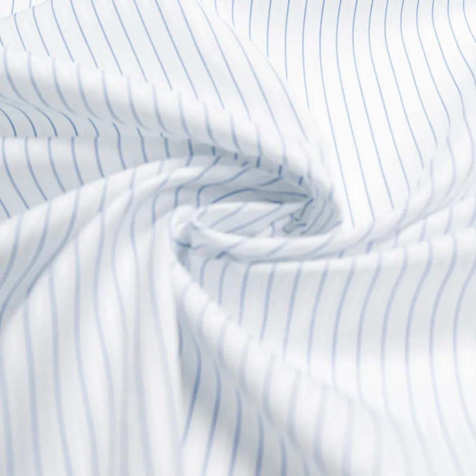 Blue Striped White Jacquard Superfine Cotton