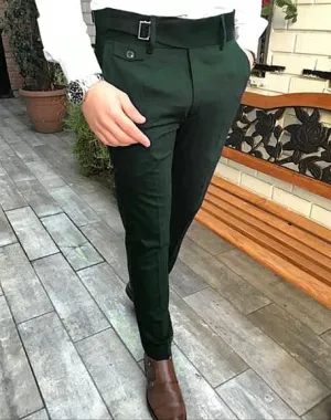 Bottle Green Single Buckle Gurkha Pants