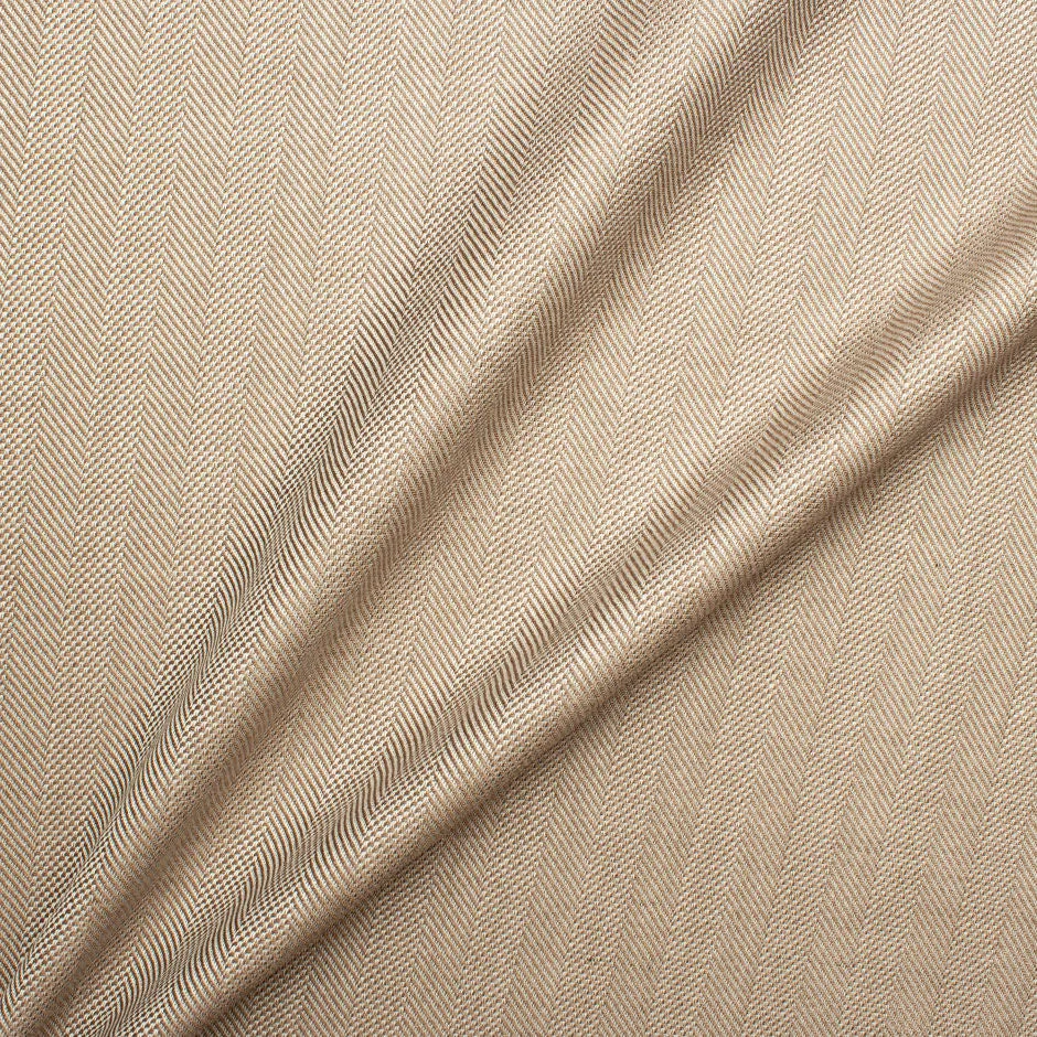 Brown & Ivory Herringbone Wool & Silk Suiting Fabric