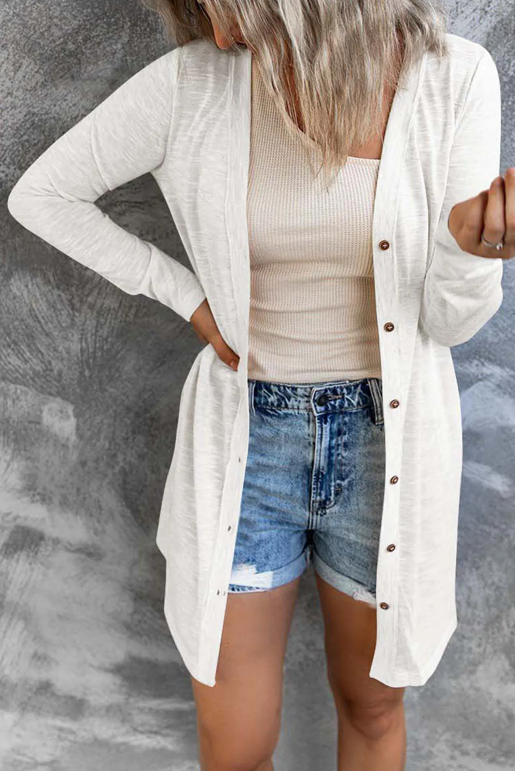 Button Front V-Neck Cardigan