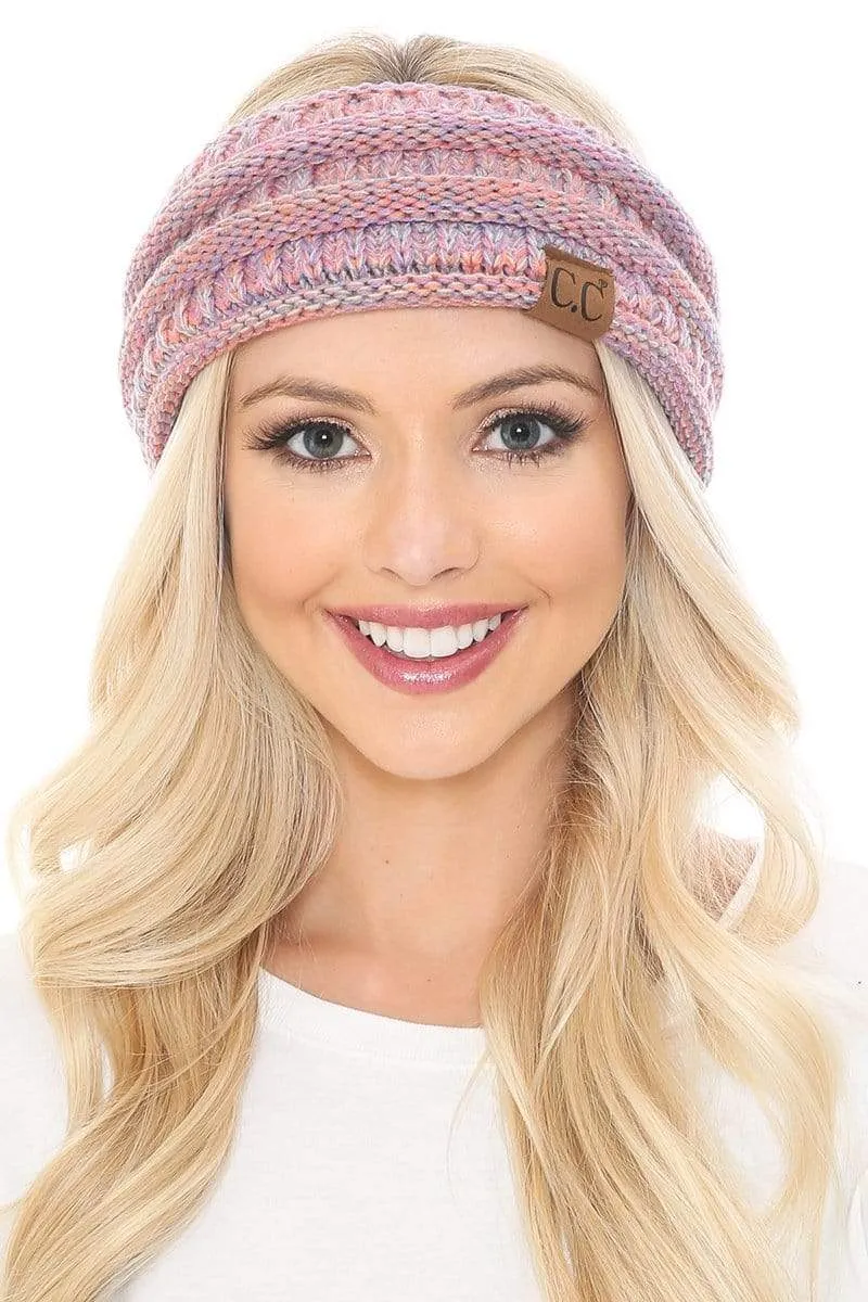 C.C HW826 - Soft Stretch Winter Warm Cable Knit Fuzzy Lined Ribbed Ear Warmer Headband