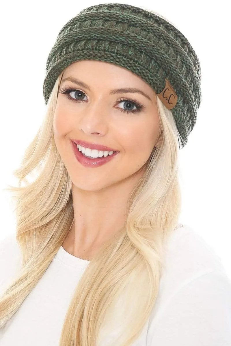 C.C HW826 - Soft Stretch Winter Warm Cable Knit Fuzzy Lined Ribbed Ear Warmer Headband