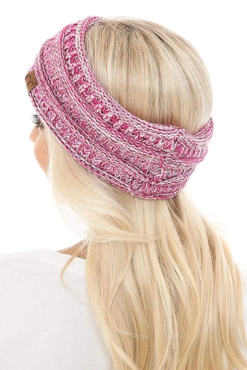 C.C HW826 - Soft Stretch Winter Warm Cable Knit Fuzzy Lined Ribbed Ear Warmer Headband