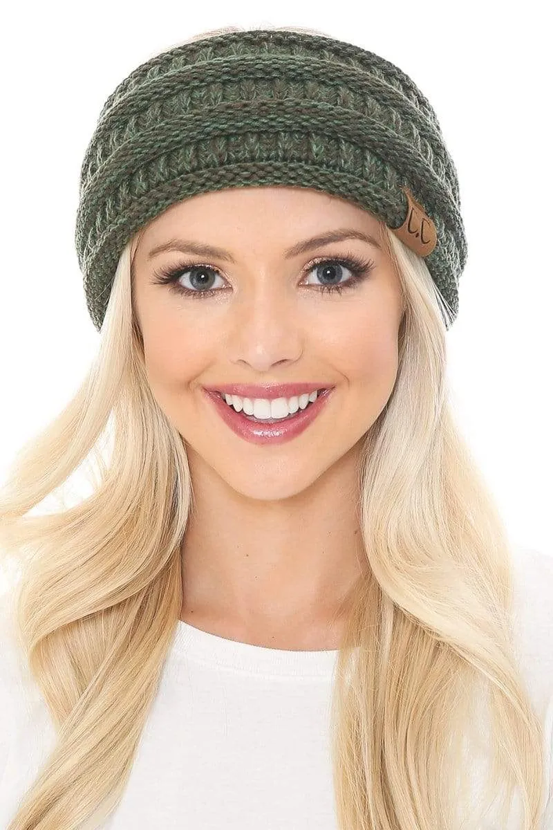 C.C HW826 - Soft Stretch Winter Warm Cable Knit Fuzzy Lined Ribbed Ear Warmer Headband