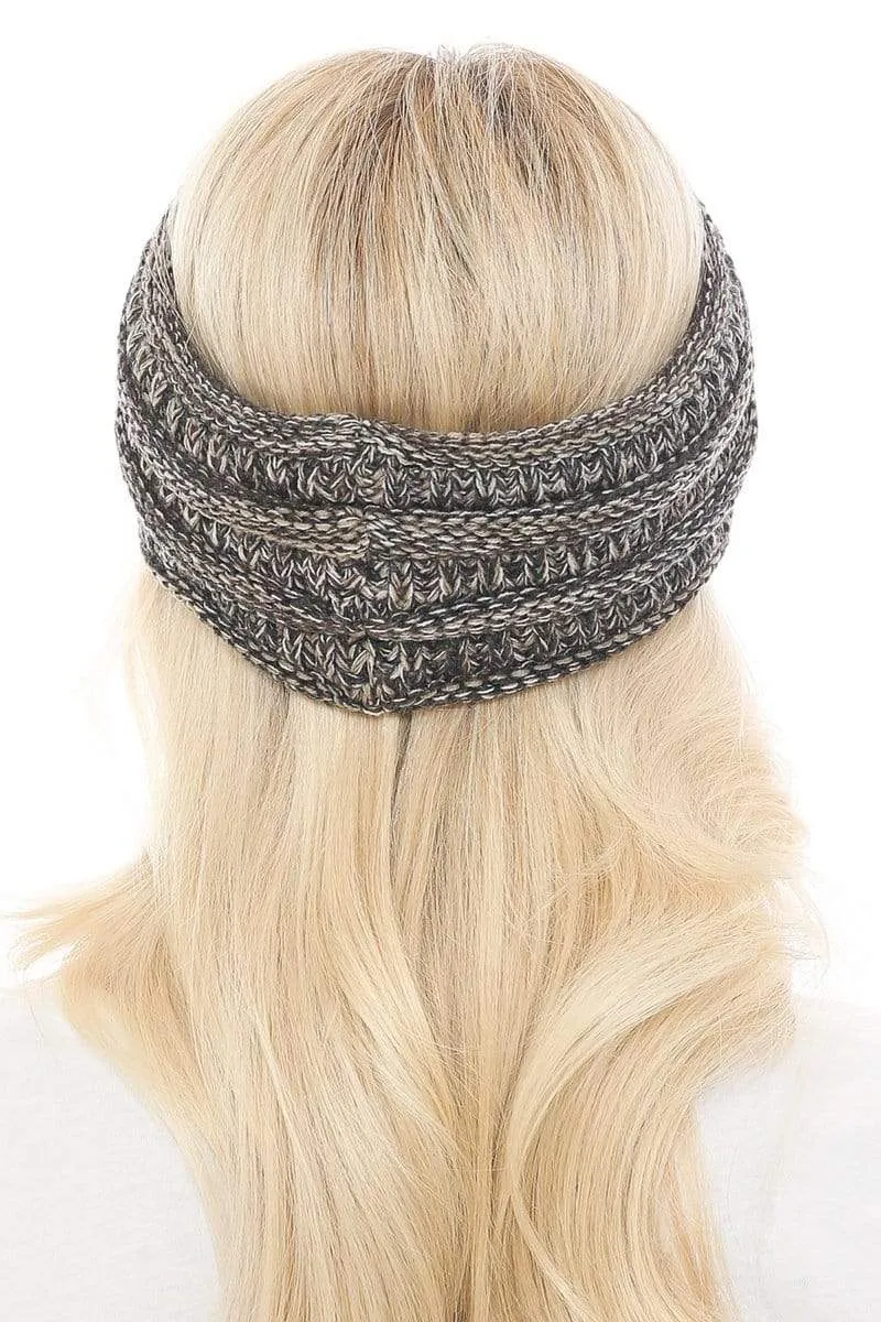 C.C HW826 - Soft Stretch Winter Warm Cable Knit Fuzzy Lined Ribbed Ear Warmer Headband