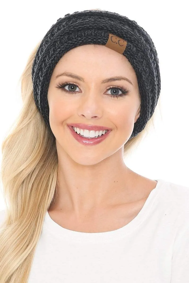 C.C HW826 - Soft Stretch Winter Warm Cable Knit Fuzzy Lined Ribbed Ear Warmer Headband