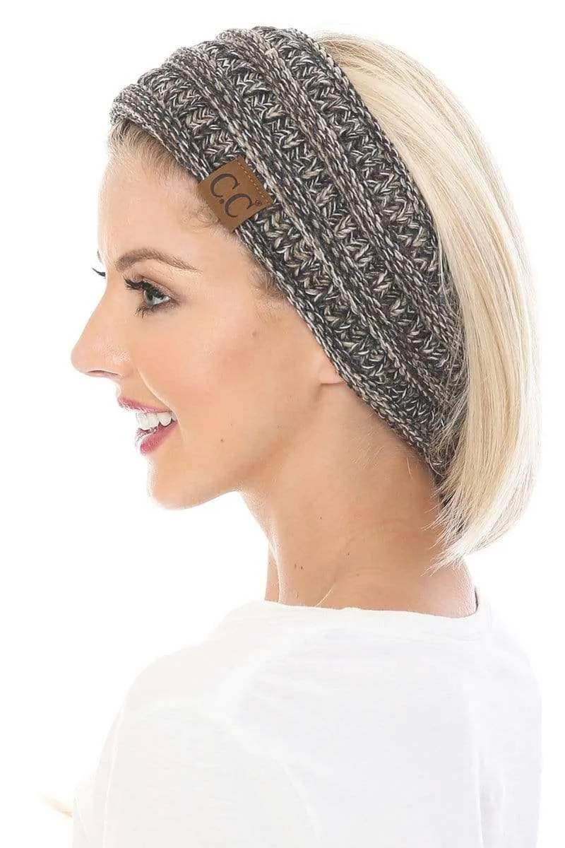 C.C HW826 - Soft Stretch Winter Warm Cable Knit Fuzzy Lined Ribbed Ear Warmer Headband