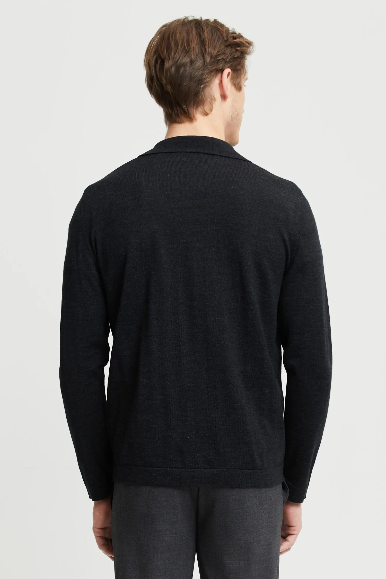 Eero Extra Fine Merino Wool Knit Shirt Anthracite