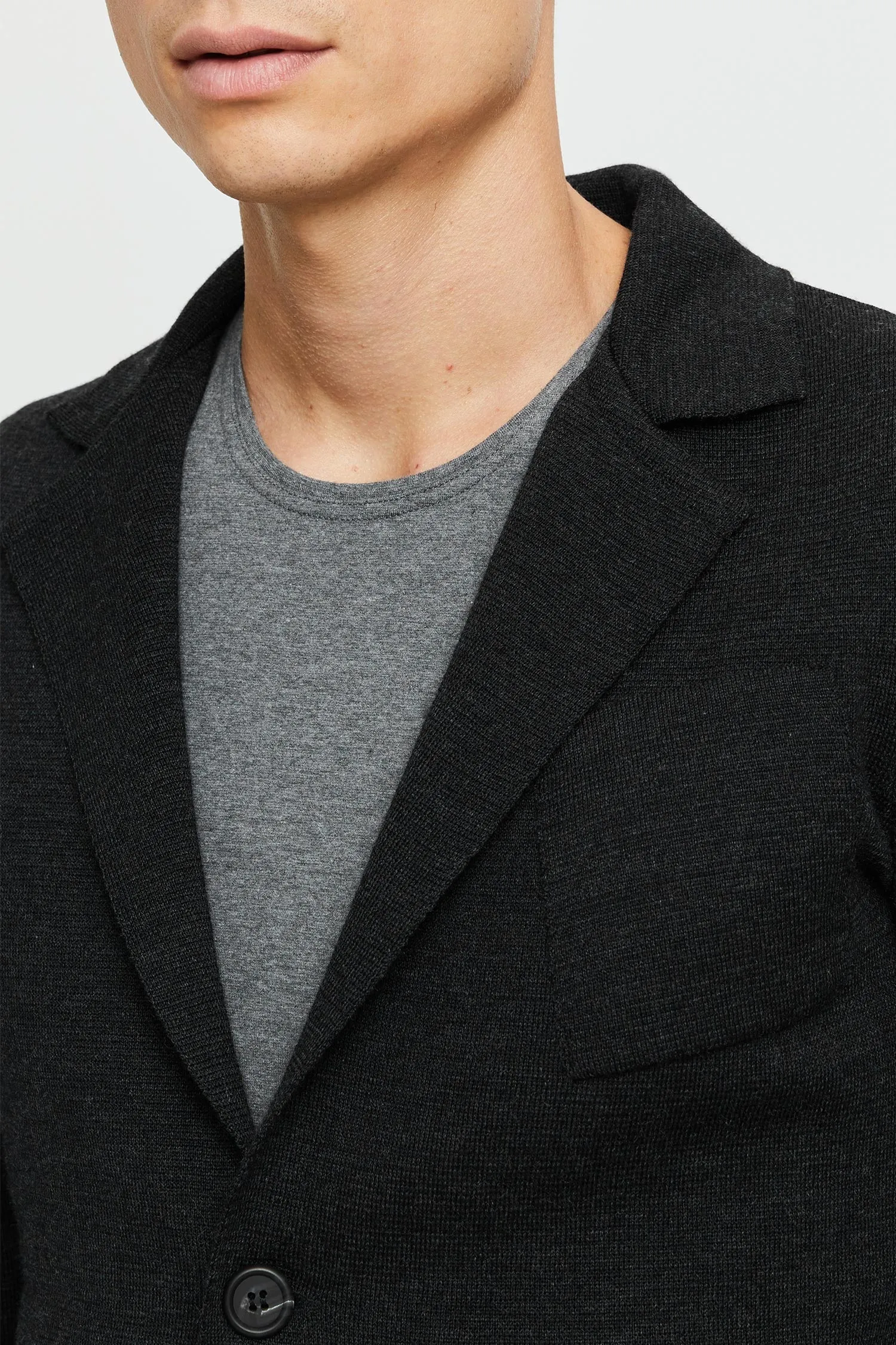 Elias Extra Fine Merino Wool Cardigan Anthracite