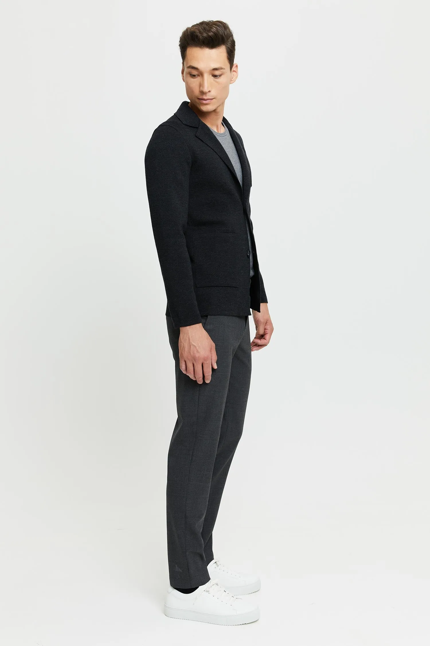 Elias Extra Fine Merino Wool Cardigan Anthracite