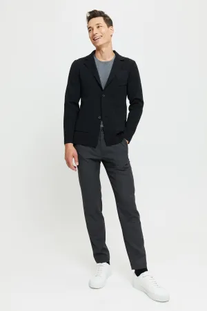 Elias Extra Fine Merino Wool Cardigan Anthracite