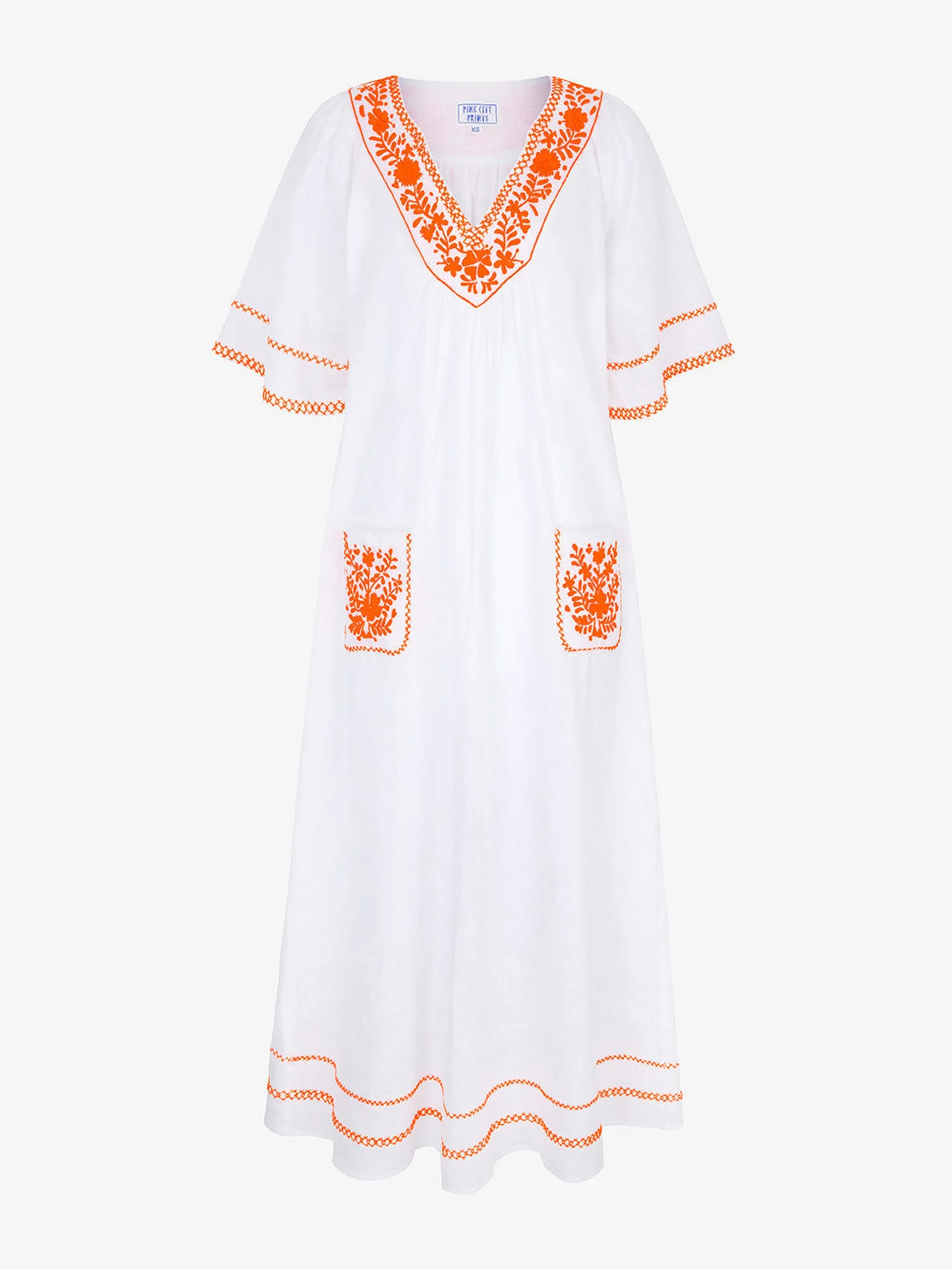 Embroidered linen Rhodes kaftan