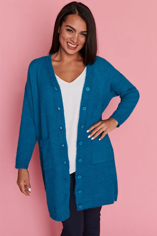 Fuzzy Harbour Blue Long Cardi