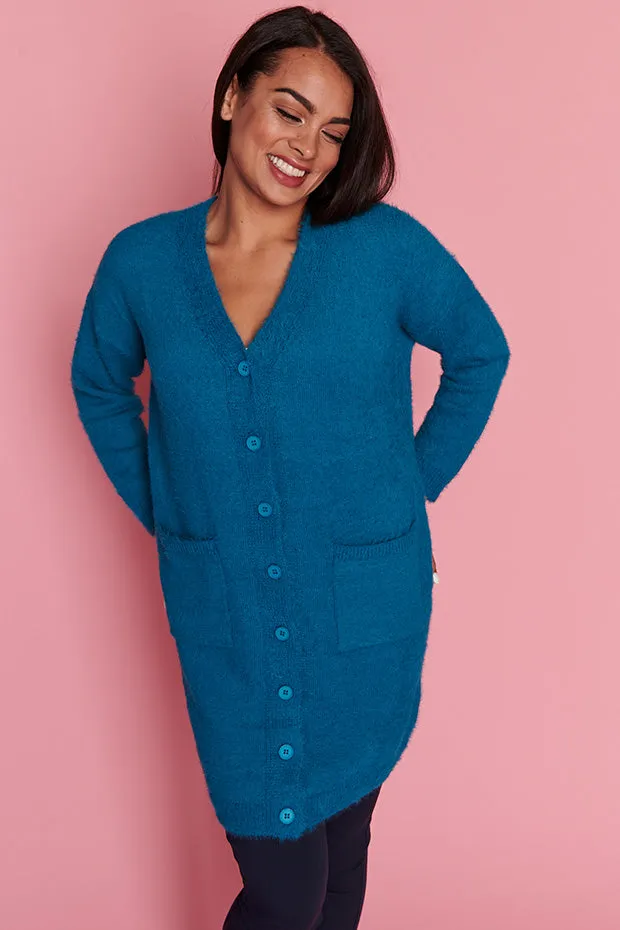 Fuzzy Harbour Blue Long Cardi