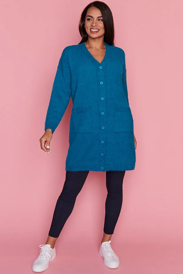 Fuzzy Harbour Blue Long Cardi