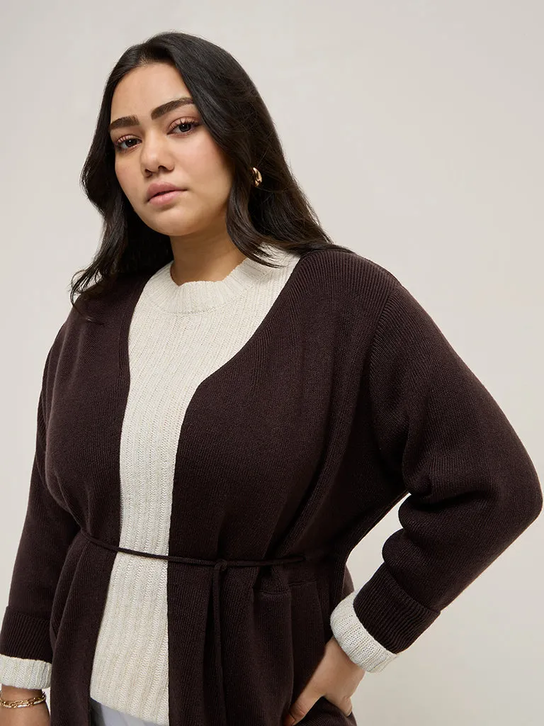 Gia Brown Ribbed Cardigan