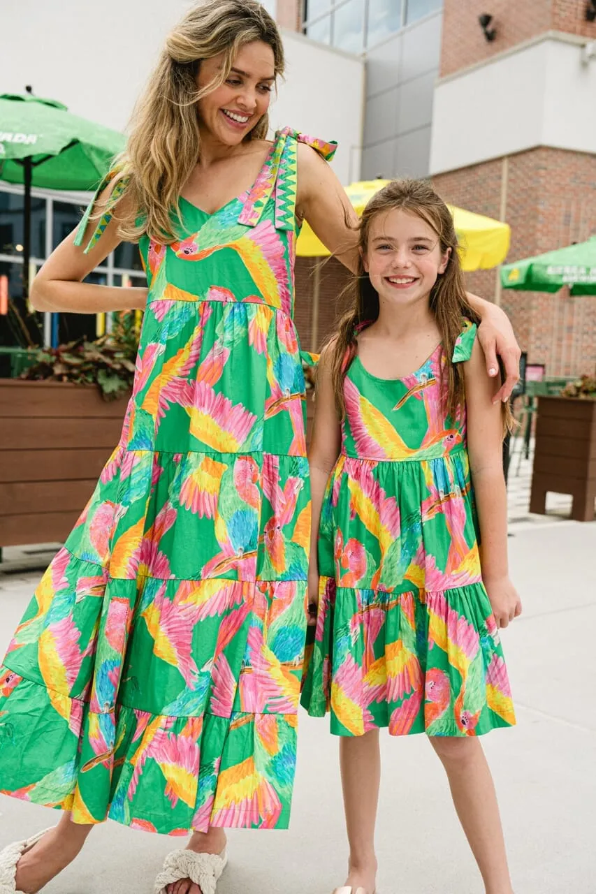 Girls Olivia Dress- Tropical Green