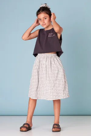 Girls Skirt Tocoto Vintage Check Midi Off White