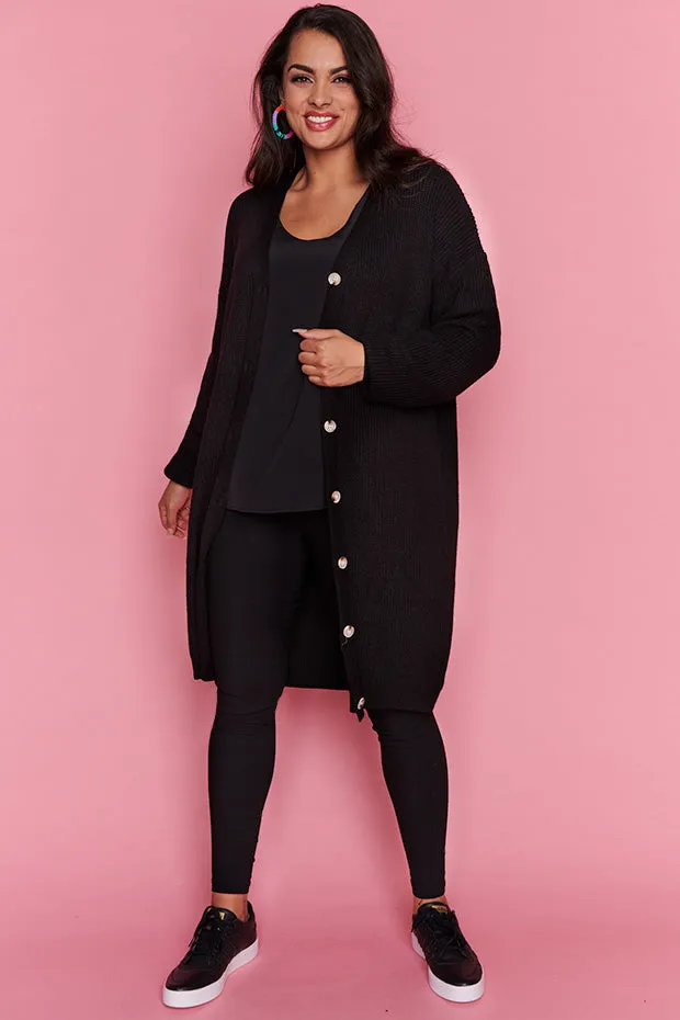 Hemi Black Longline Cardi