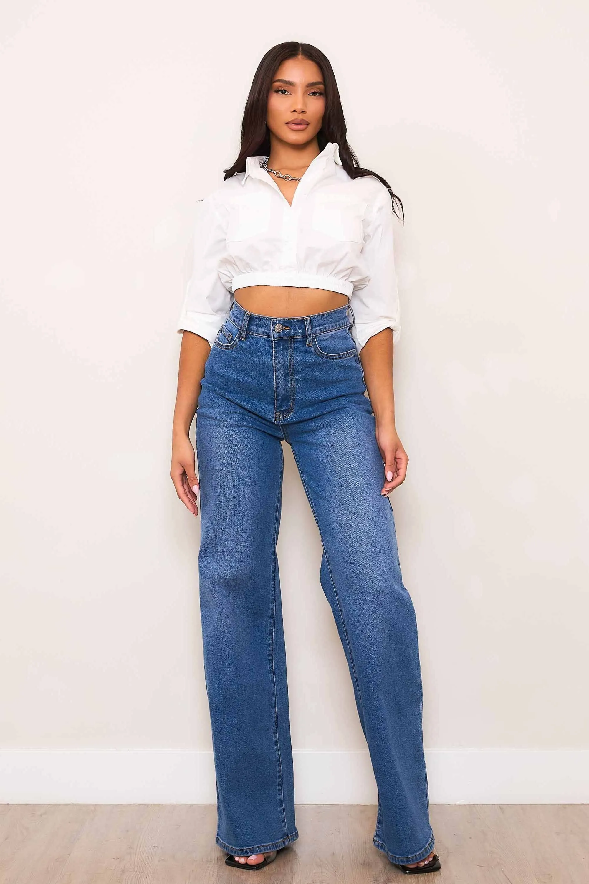 High-Rise Essential Wide Leg Jeans