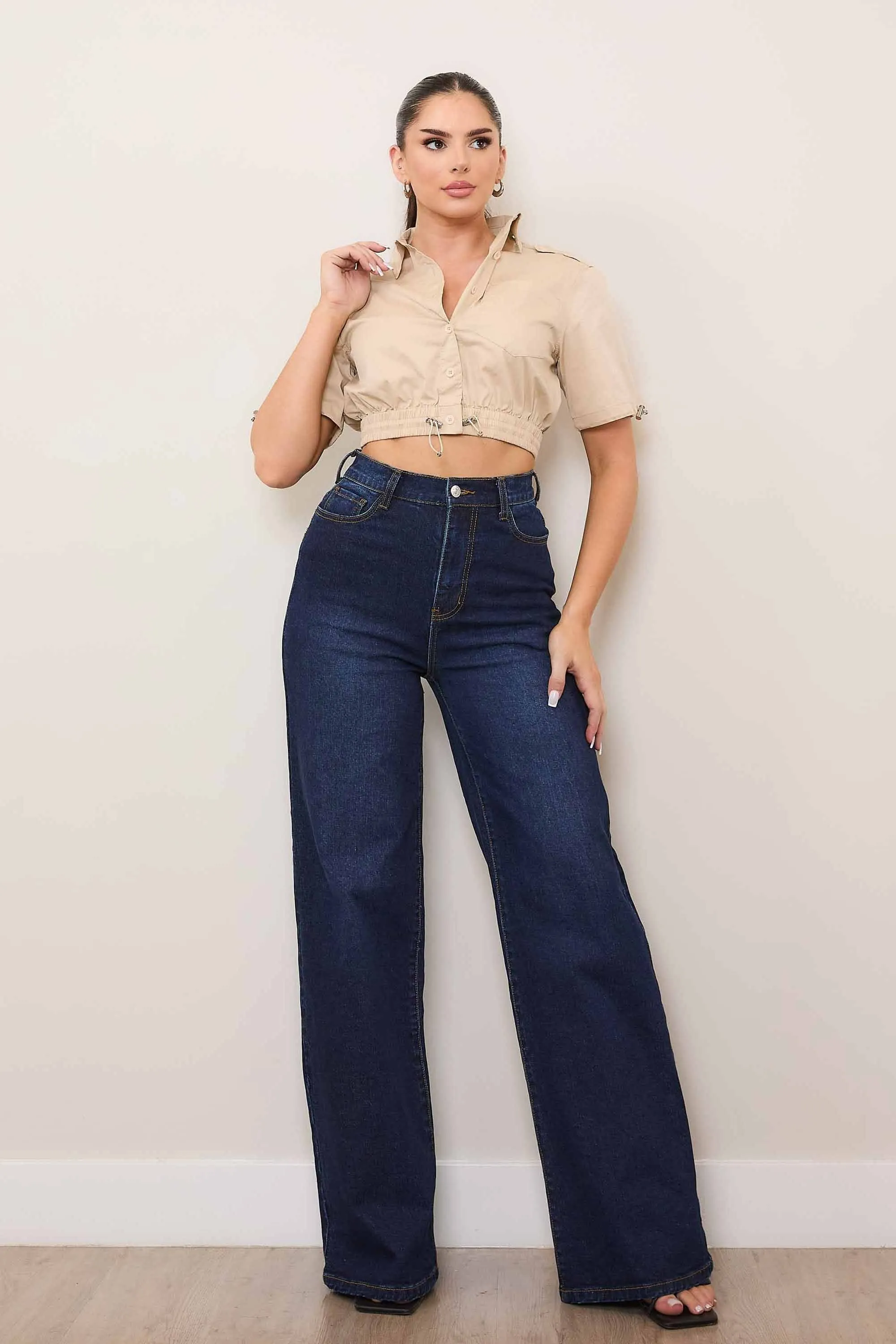 High-Rise Essential Wide Leg Jeans