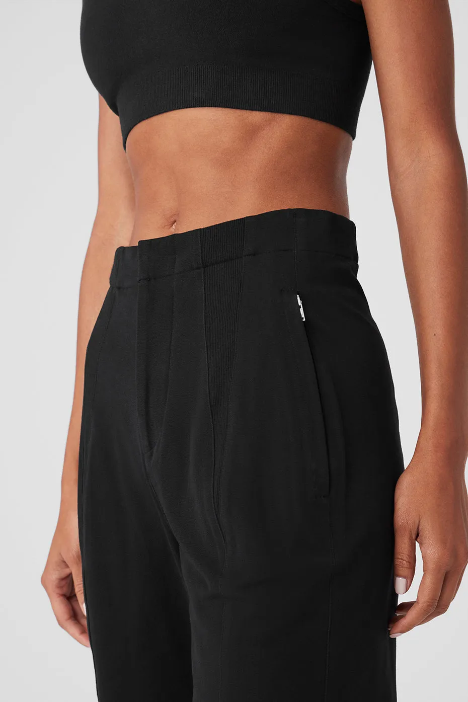 High-Waist On Point Moto Trouser - Black