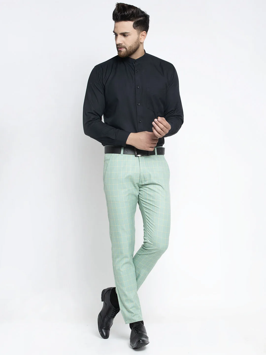 Jashvi Men's Green Formal Trousers