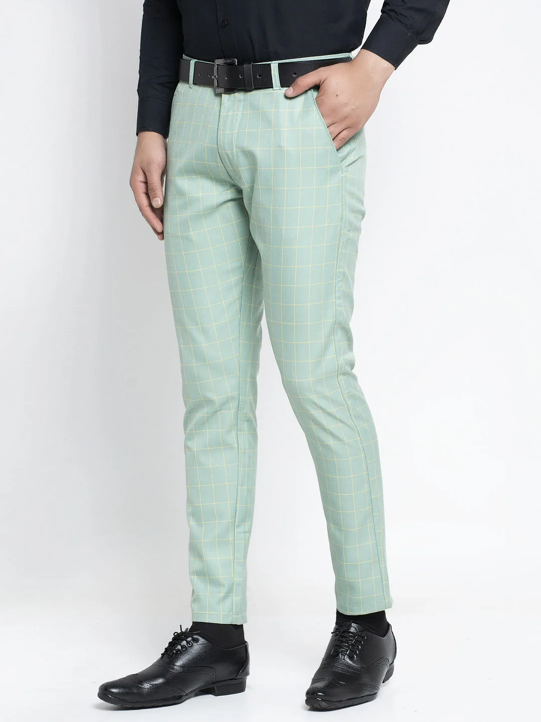 Jashvi Men's Green Formal Trousers