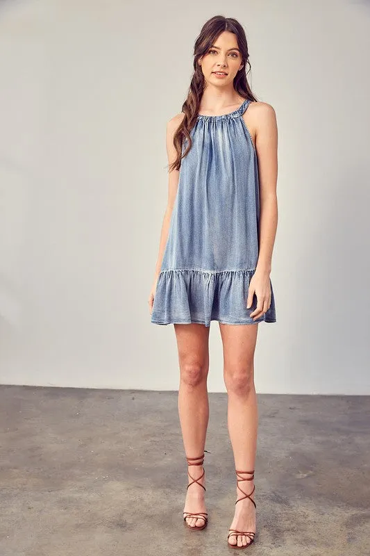 Karla Shirred Halter Dress