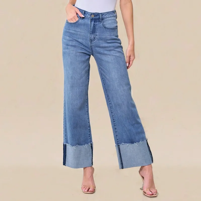 Kenny Straight Leg Boyfriend Cuffed Jeans