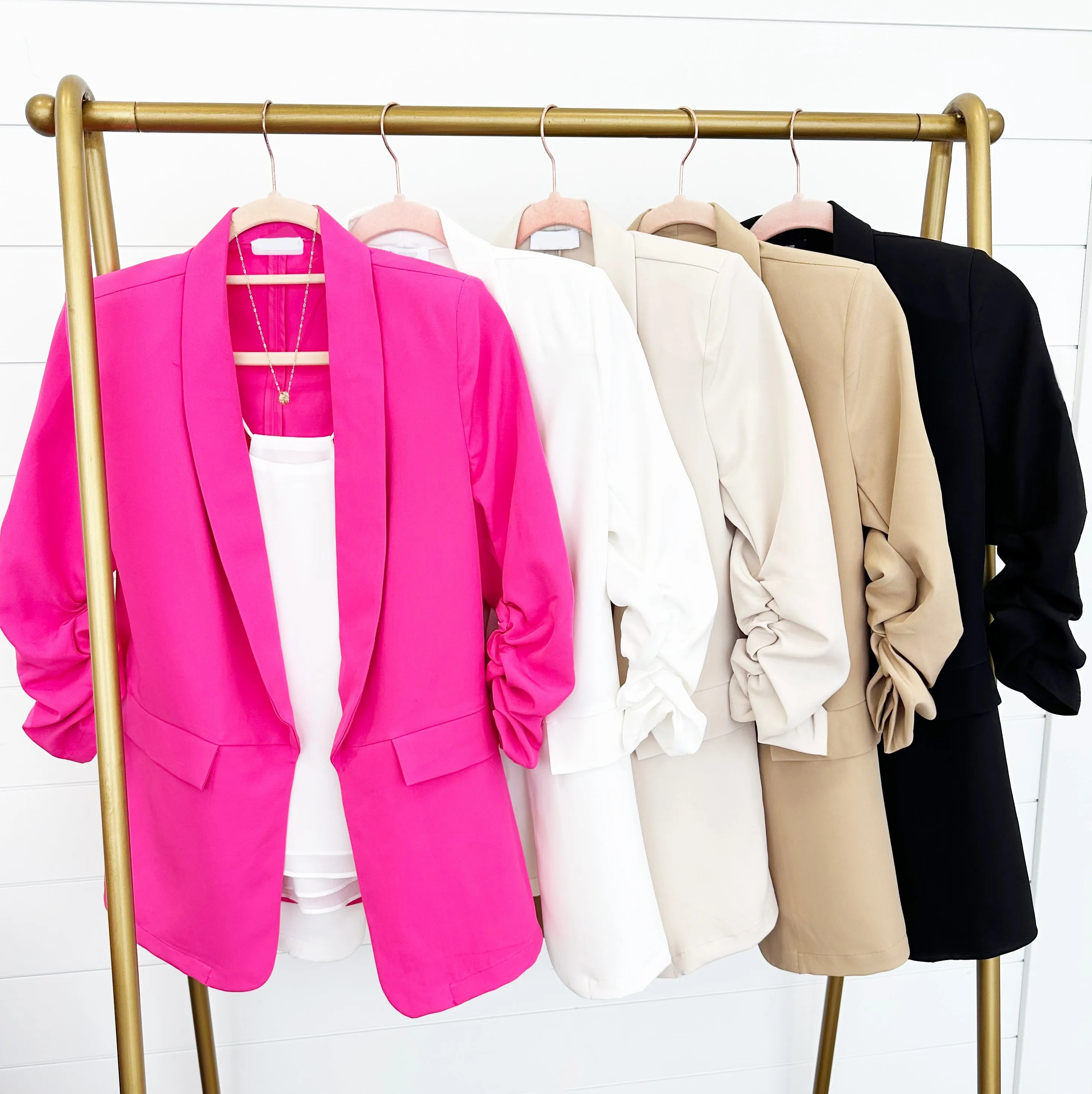 Like A Boss Ruched Sleeve Blazer - 5 Colors!