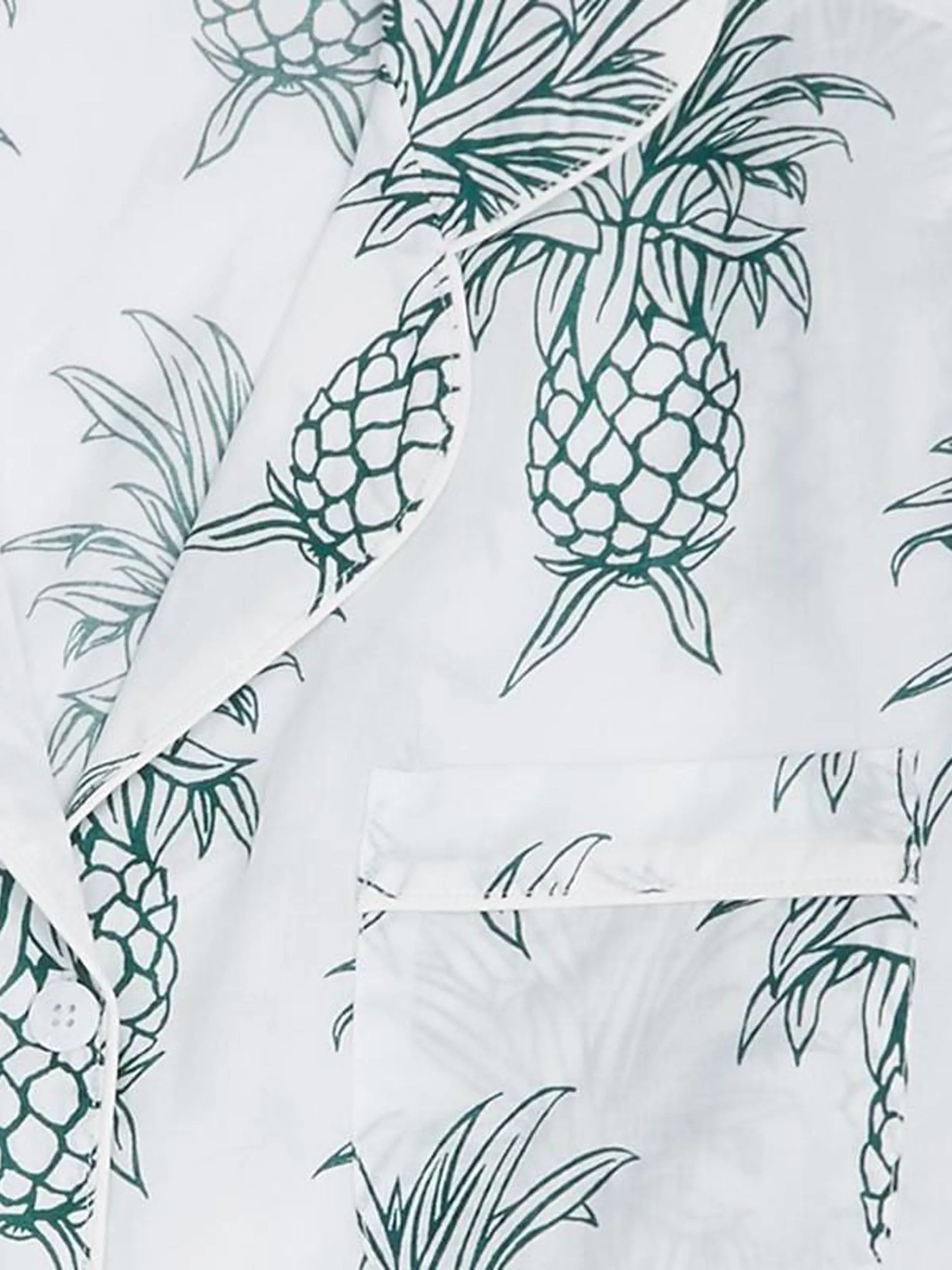 Long pyjama set howie pineapple print in white and green