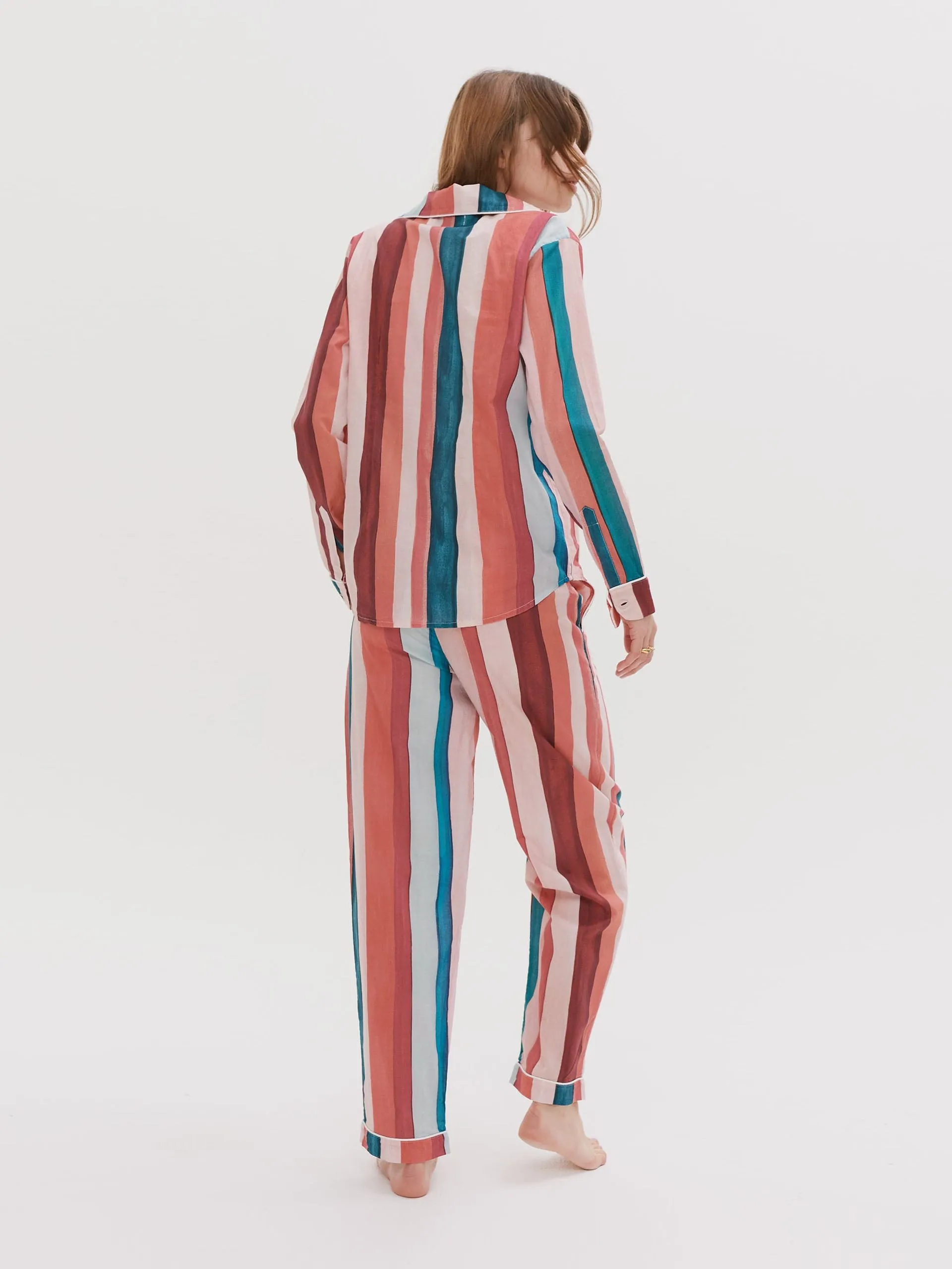 Long pyjama set stripe print multi