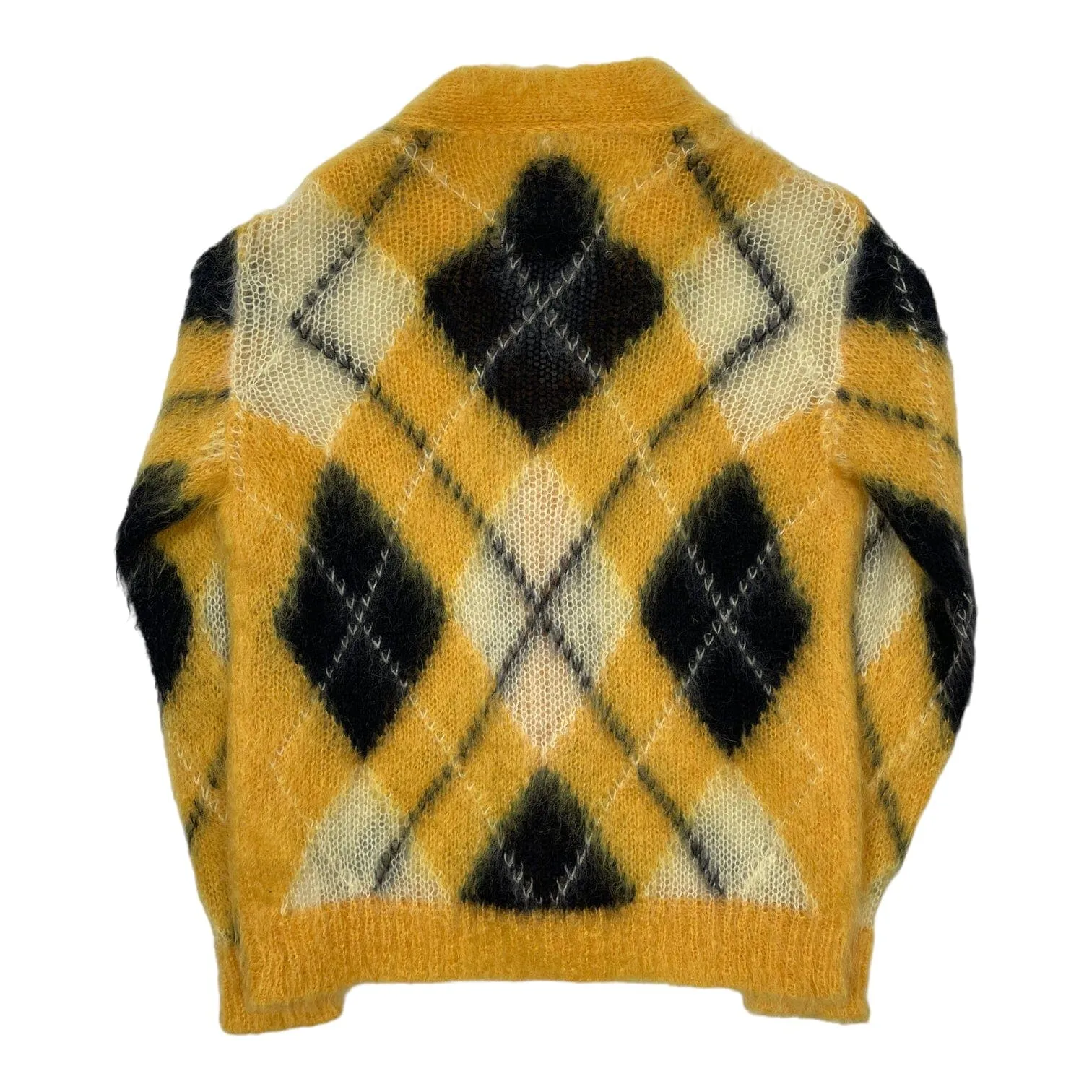 Marni Argyle Mohair Cardigan Sweater Yellow Pre-Owned