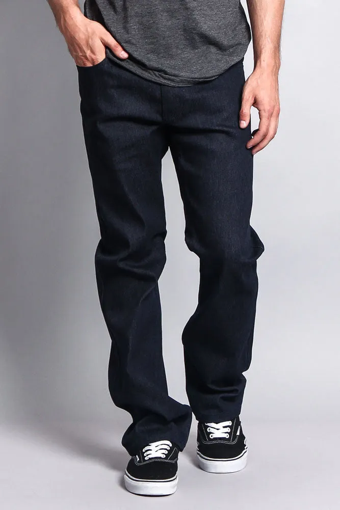 Men's Straight Fit Raw Denim Jeans (Raw Indigo)