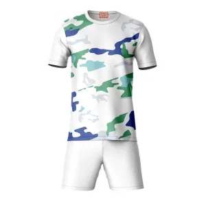 Next Print Round neck jersey white with shorts NPTS07