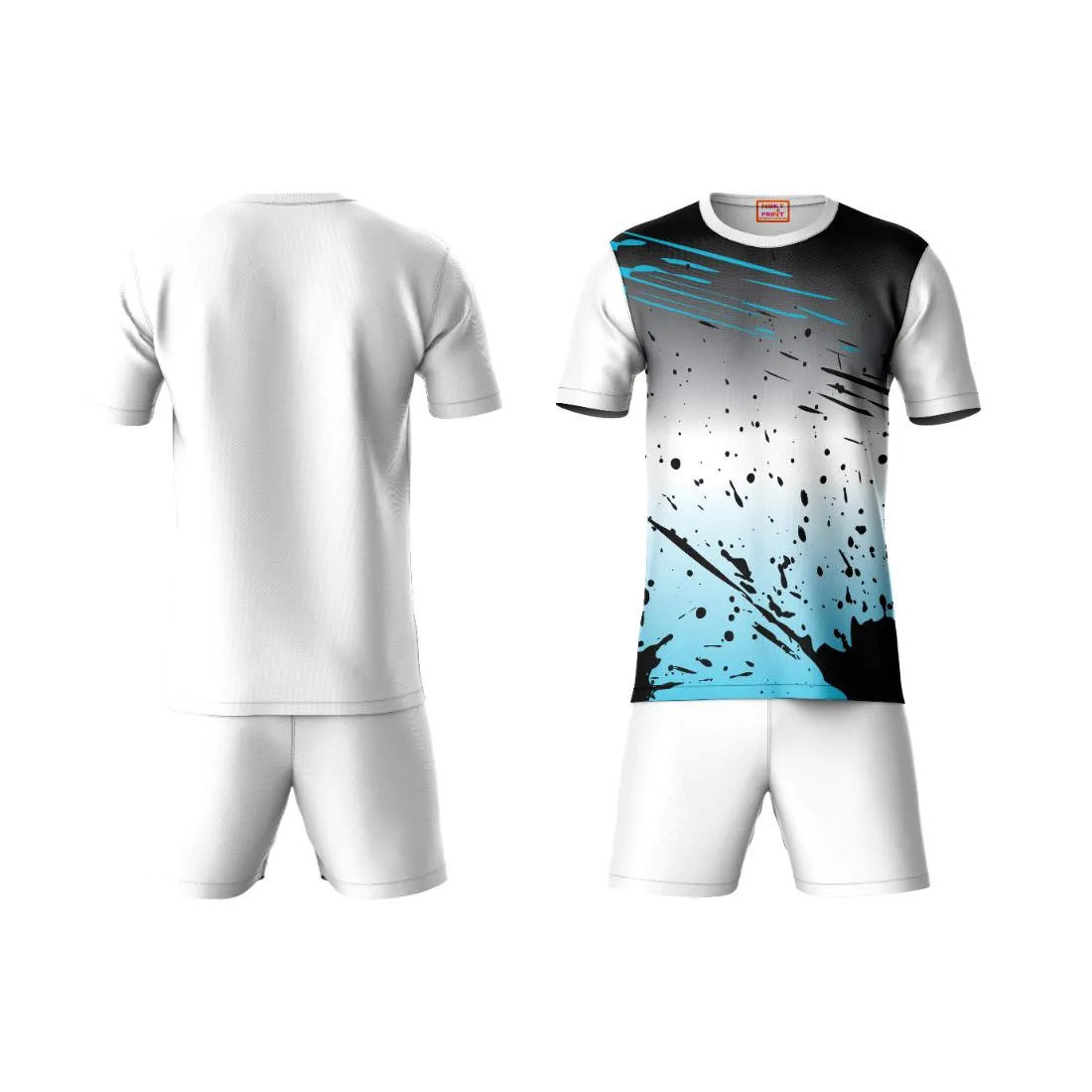 Next Print Round neck jersey white with shorts NPTS09