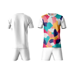 Next Print Round neck jersey white with shorts NPTS100