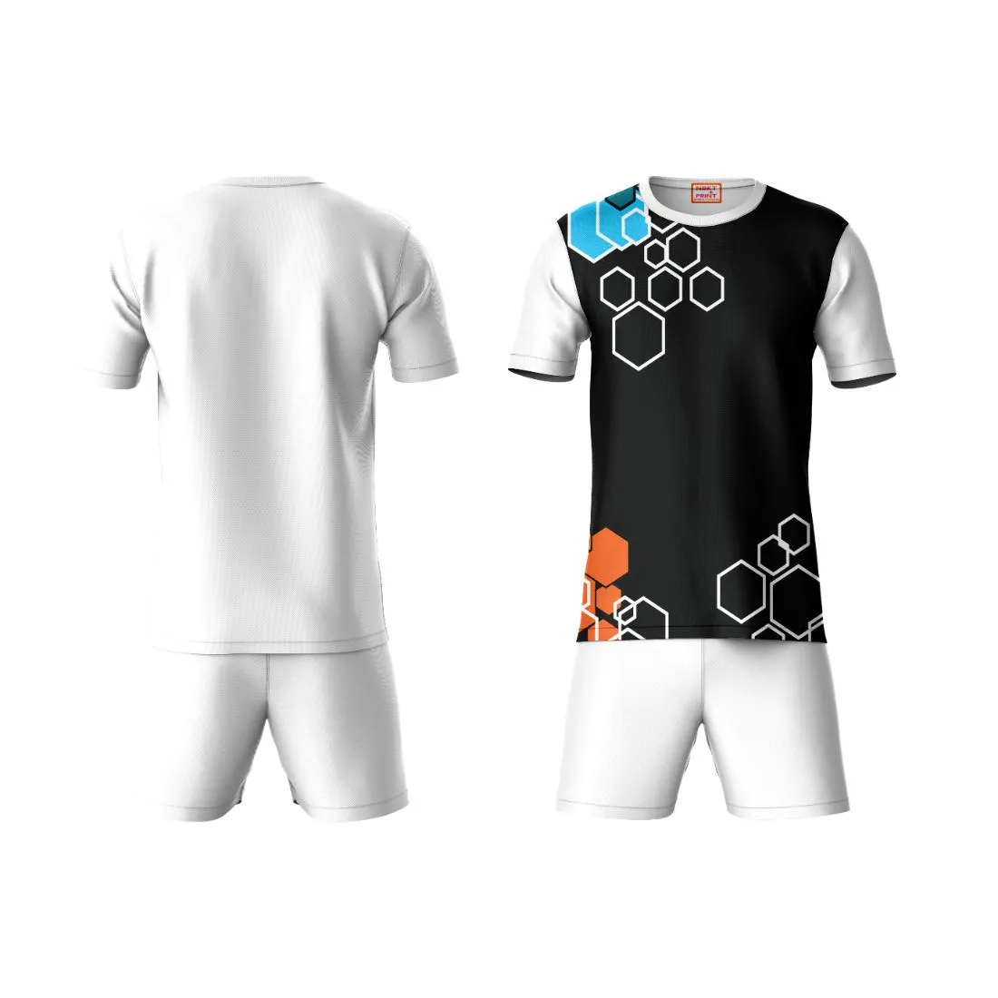 Next Print Round neck jersey white with shorts NPTS10