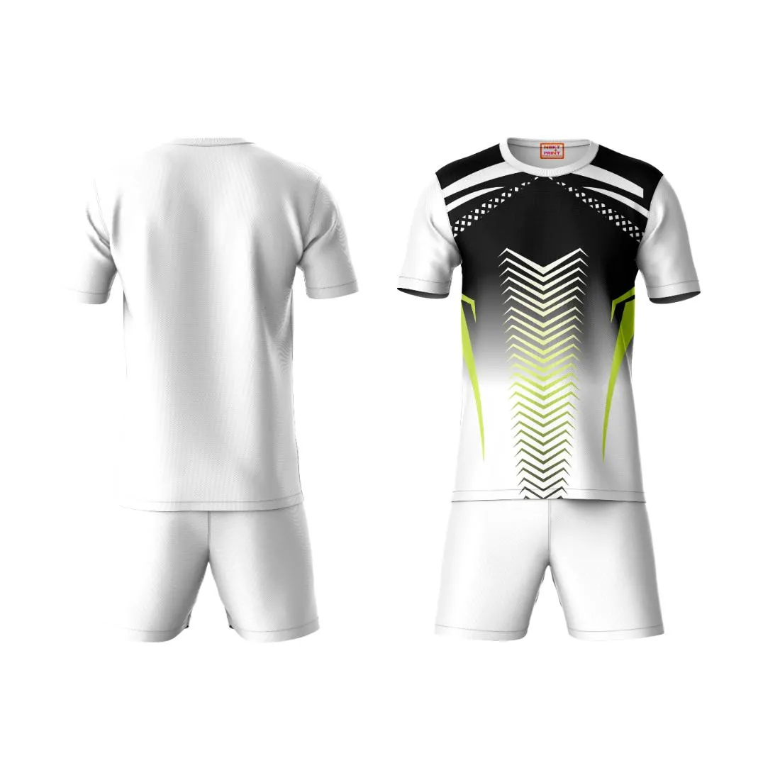 Next Print Round neck jersey white with shorts NPTS115