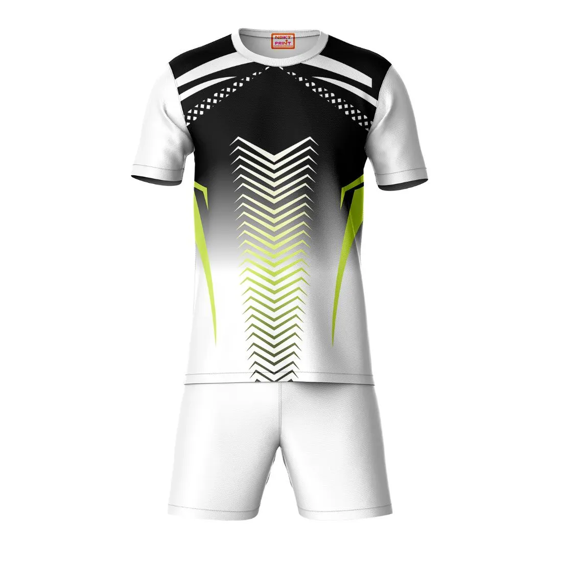 Next Print Round neck jersey white with shorts NPTS115