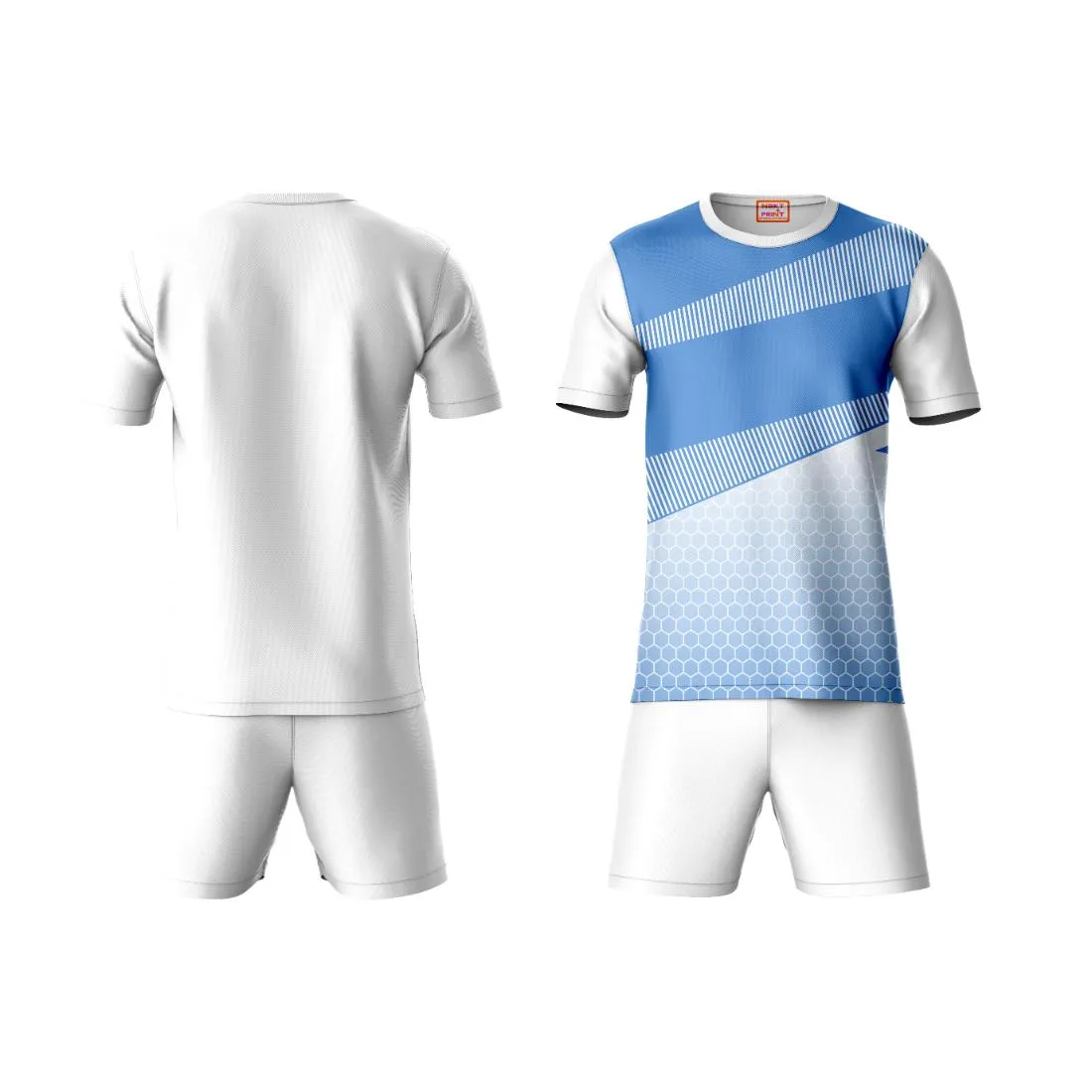 Next Print Round neck jersey white with shorts NPTS120