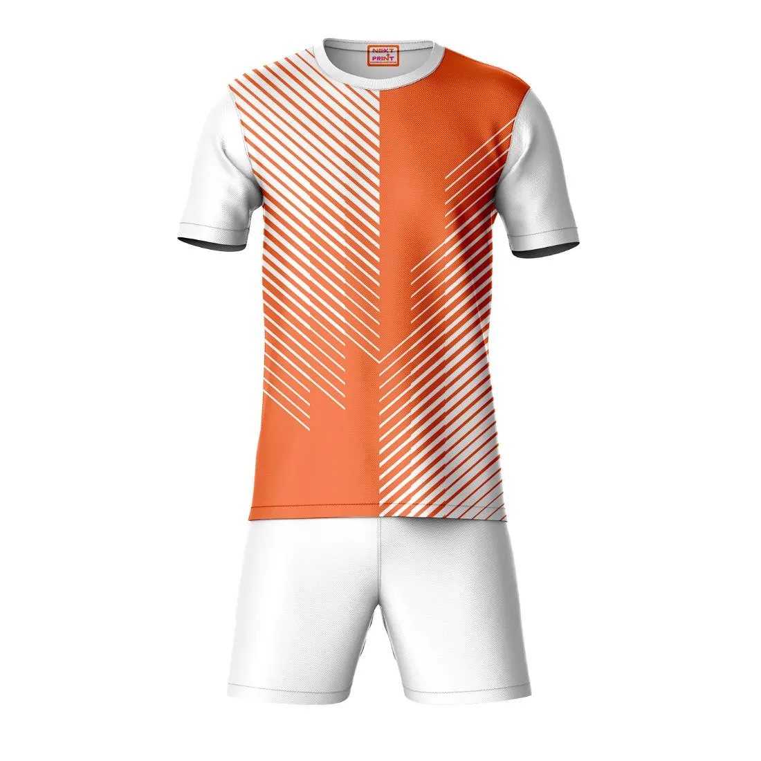 Next Print Round neck jersey white with shorts NPTS165