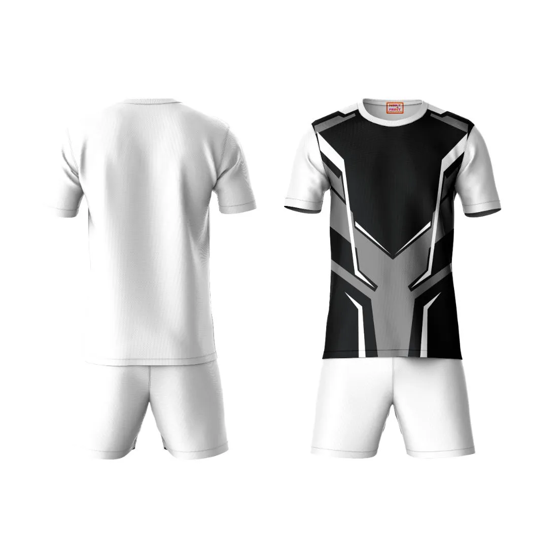 Next Print Round neck jersey white with shorts NPTS174