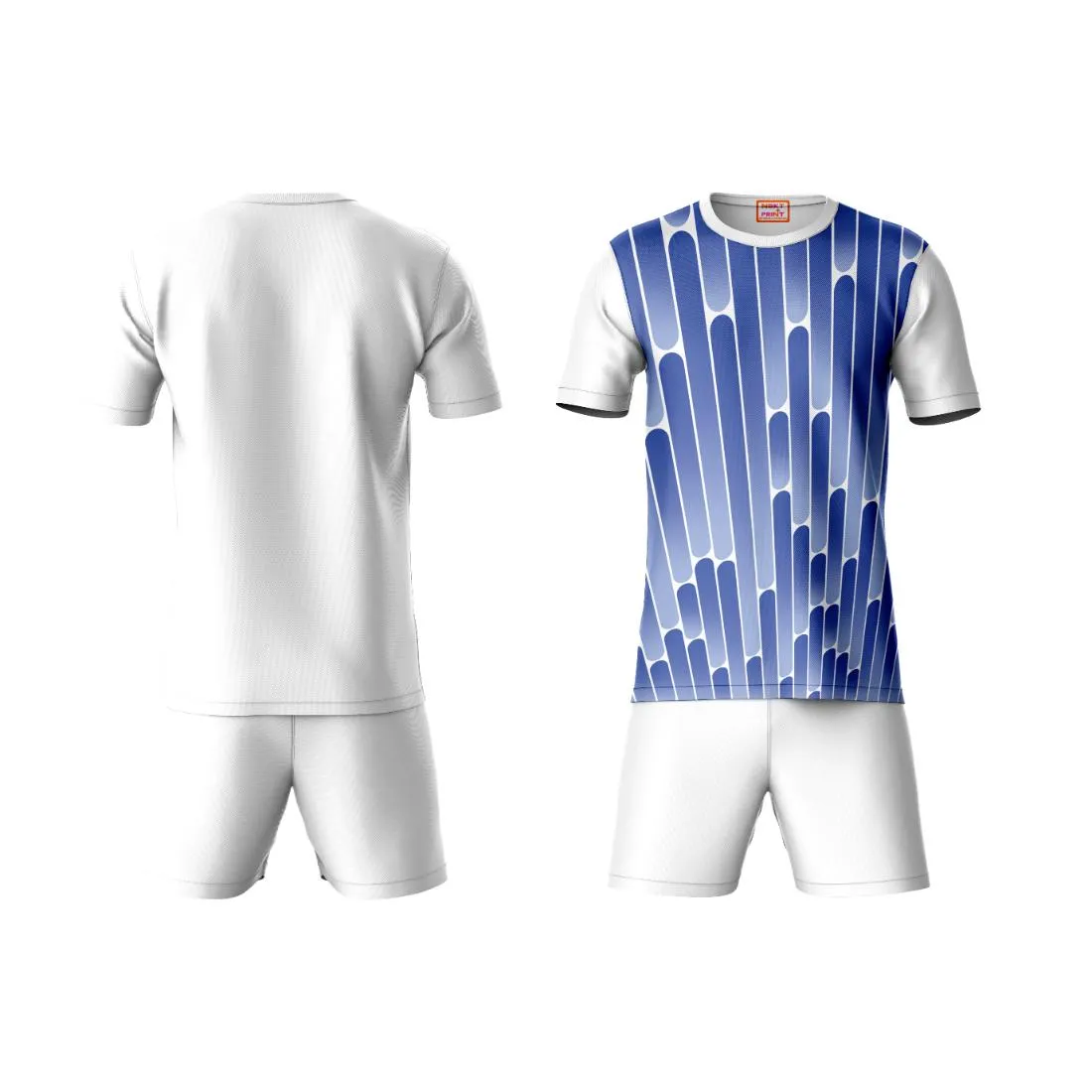 Next Print Round neck jersey white with shorts NPTS26